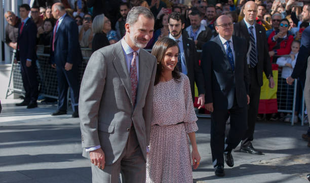 King Felipe VI and Queen Letizia before visiting the parish of Nuestra Señora de la Asuncion on the occasion of the Marian Jubilee Year of El Rocio...
