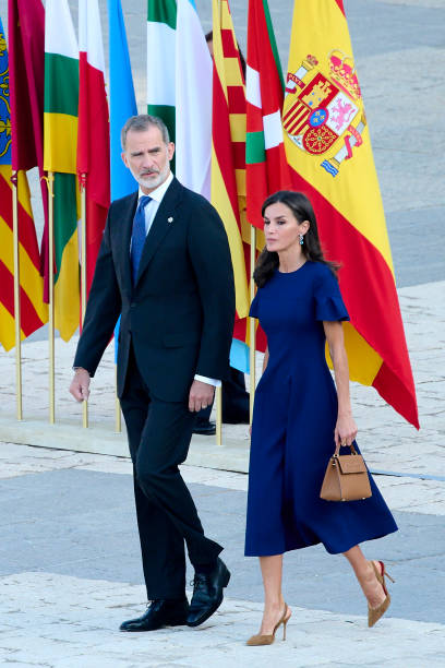 ESP: Spanish Royals Attend An Event Tribute For Covid Victims And Health Workers at The Royal Palace