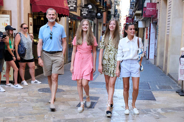 ESP: Spanish Royals Walk Through The Center Of Palma de Mallorca