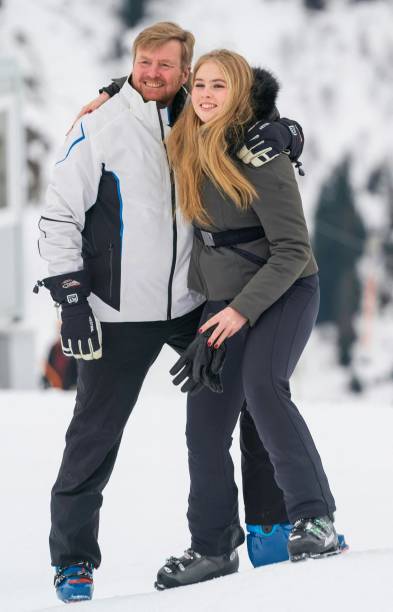King WillemAlexander of the Netherlands and Princess CatharinaAmalia pose for a picture on February 25 2020 during their winter holiday in Lech am...