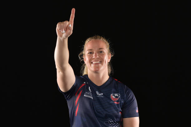 AUCKLAND, NEW ZEALAND - OCTOBER 02: Kristine Sommer poses for a portrait during the USA 2021 Rugby World Cup headshots session at the Pullman Hotel on October 02, 2022 in Auckland, New Zealand. (Photo by Hannah Peters - World Rugby/World Rugby via Getty Images)