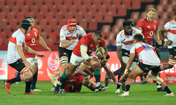 JOHANNESBURG, SOUTH AFRICA - JULY 03: Kyle Sinckler of British and Irish Lions on the charge during the 2021 British & Irish Lions tour match between Sigma Lions and British & Irish Lions at Emirates Airline Park on July 03, 2021 in Johannesburg, South Africa. (Photo by David Rogers/Getty Images)