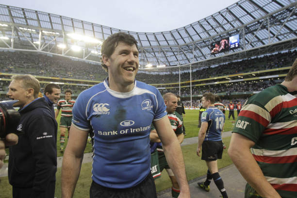 Leinster's Shane Horgan celebrates their win against Leicester in the Heineken Cup Quarter Final match at the Aviva Stadium, Dublin. (Photo by Niall Carson/PA Images via Getty Images)