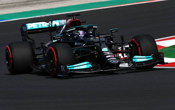 Lewis Hamilton of Great Britain driving the Mercedes AMG Petronas F1 Team Mercedes W12 during practice ahead of the F1 Grand Prix of Turkey at...