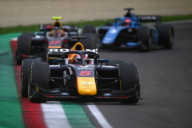 Liam Lawson of New Zealand and Carlin drives on track during the Round 3:Imola Sprint race of the Formula 2 Championship at Autodromo Enzo e Dino...