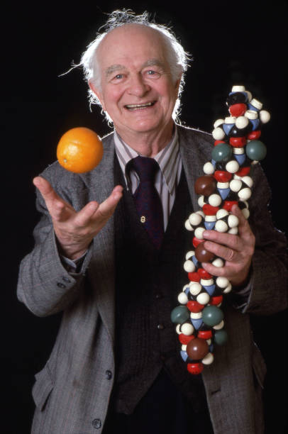 Linus Pauling, two-time Nobel Prize winner and proponent of heavy vitamin C use, tosses an orange in the air.