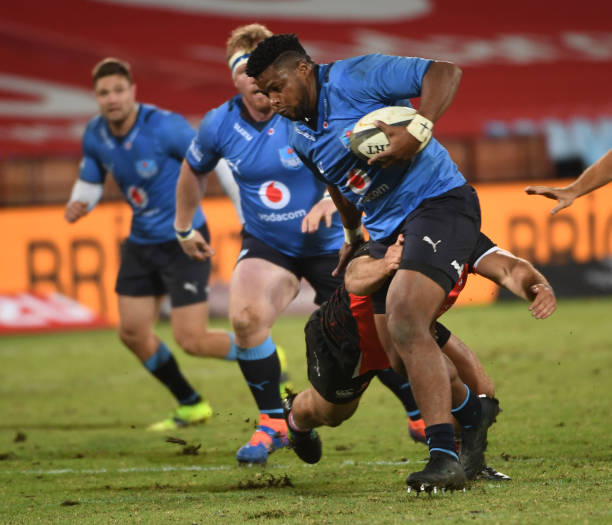 Lizo Gqoboka of the Vodacom Bulls in action during the PRO14 Rainbow Cup SA match between Vodacom Bulls and Emirates Lions at Loftus Versfeld Stadium on May 01, 2021 in Pretoria, South Africa. (Photo by Lee Warren/Gallo Images/Getty Images)