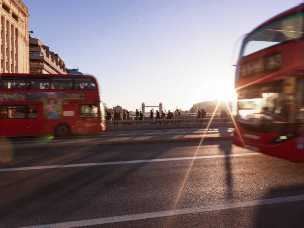 London city in morning rush hour