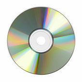 Lone compact disc on white background