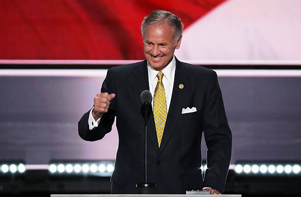 Lt. Gov. Of South Carolina, Henry McMaster delivers a speech during the start of the second day of the Republican National Convention on July 19,...