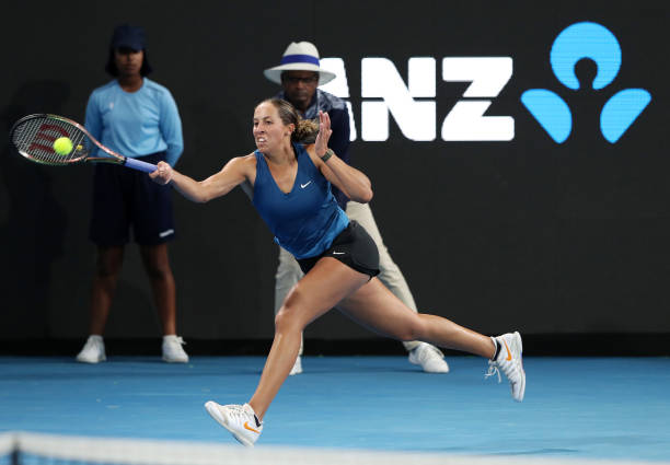 Madison Keys of the USA in action against Cori Gauff of the USA during day six of the 2022 Adelaide International at Memorial Drive on January 14,...