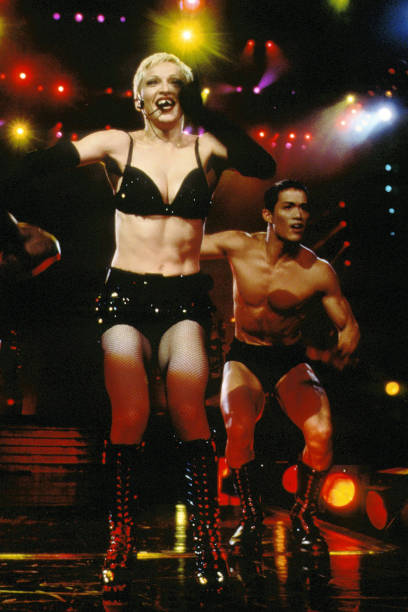Madonna performs during The Girlie Show Tour at Madison Square Garden circa 1993 in New York City.