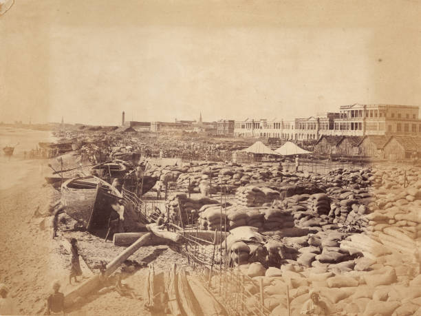 Madras beach during the famine 1876-1878, India, 1876. Madras Famine 1876-1878.