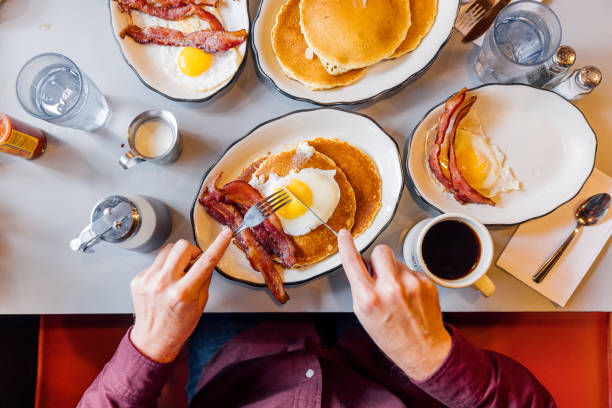 man eating pancakes with bacon and eggs in a traditional american picture id1349844142?k=20&m=1349844142&s=612x612&w=0&h=9mewEv2T CtkP7mxrKNVxZMxfQuGl8cOuU9k0 b9rcc=
