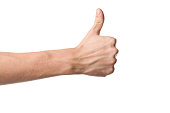 A man showing a thumbs up sign
