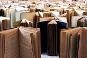 Many old books in a row