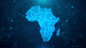 Map of Africa with Countries on blue digital background