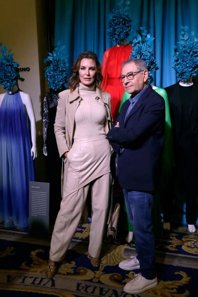 Mar Flores and Roberto Verino attend Roberto Verino's colecction presentation during Mercedes Benz Fashion Week Madrid Autumn/Winter 202021 on...