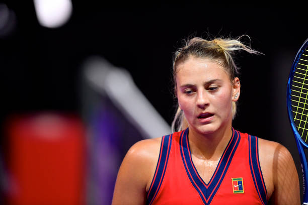 Marta Kostyuk of Ukraine in action during the Transylvania Open Semifinals game between Simona Halep and Marta Kostyuk, in BT Arena, Cluj-Napoca, 30...