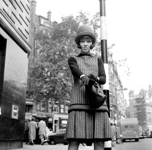Mary Quant, clothes designer, standing near to her fashion shop Bazaar, in The Brompton Road, Knightsbridge,London, SW1, 14th October 1960.