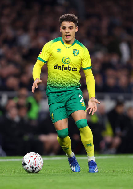 Max Aarons of Norwich in action during the FA Cup Fifth Round match between Tottenham Hotspur and Norwich City at Tottenham Hotspur Stadium on March...