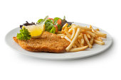 Meat: Schnitzel, French Fries and Salad
