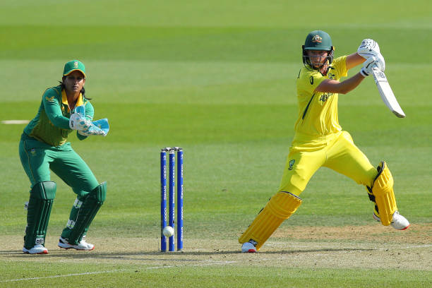 South Africa vs Australia - Meg Lanning of Australia bats during the 2022 ICC Women's Cricket World Cup match between South Africa and Australia at Basin Reserve on March 22,...