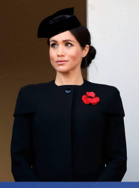 Meghan Duchess of Sussex attends the annual Remembrance Sunday Service at The Cenotaph on November 11 2018 in London England The armistice ending the...