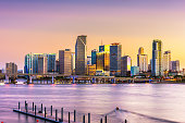 Miami, Florida, USA skyline on Bisayne Bay