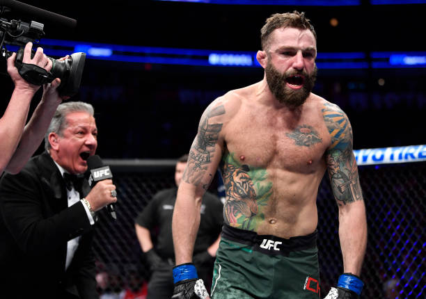 Michael Chiesa prepares to fight Rafael Dos Anjos in their welterweight fight during the UFC Fight Night event at PNC Arena on January 25, 2020 in...
