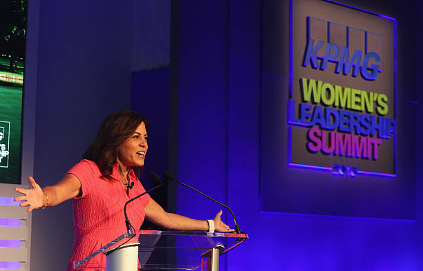 Michele Tafoya speaks during the KPMG Women's Leadership Summit prior to the start of the KPMG Women's PGA Championship at the Sahalee Country Club...