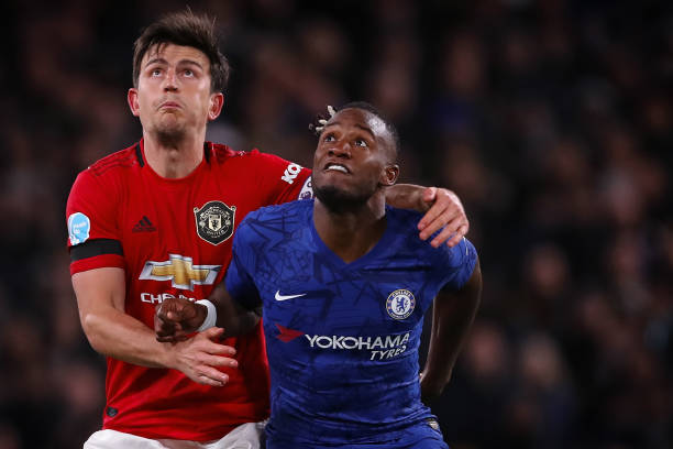 Michy Batshuayi of Chelsea and Harry Maguire of Manchester...