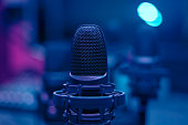 Microphone in blue room