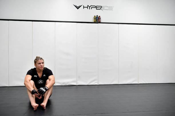 Miranda Maverick warms up prior to her fight during the UFC Fight Night event at UFC APEX on July 24, 2021 in Las Vegas, Nevada.