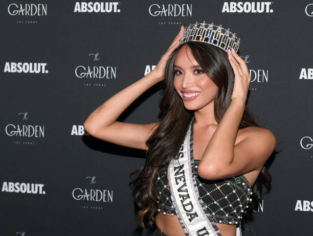 Miss Nevada USA 2021 Kataluna Enriquez, Miss USA's first winner of transgender competitions, participates in a celebration in her honor at The Garden Las Vegas on ...