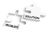 Missing puzzle piece, problem and solution, white