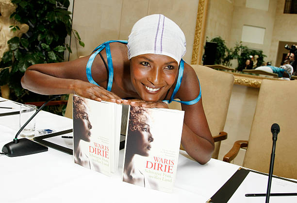 Model, writer Waris Dirie poses for the media during her book presentation of `Schwarze Frau, Weisses Land` at Hotel Adlon on May 18, 2010 in Berlin,...