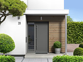 modern home with front door entrance