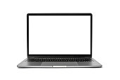 Modern laptop with empty screen on white background. Mockup design. Copy space text