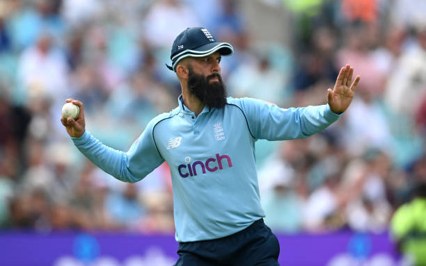 Moeen Ali of England during the second One Day International between England and Sri Lanka at The Kia Oval on July 01, 2021 in London, England.