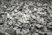 Money Pile Bundles of $100 USD Notes