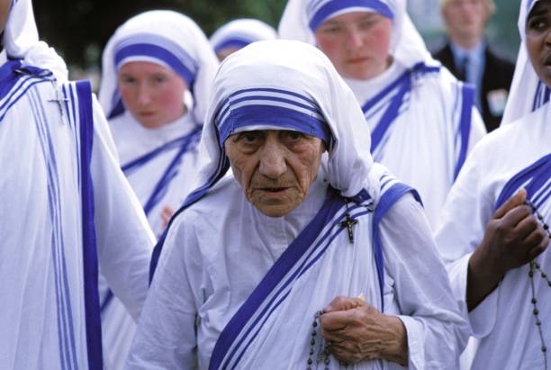 Mother Teresa in Majdanek, Pologne on June 9, 1987.
