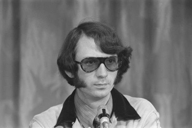 Musician Mike Nesmith of American rock and pop band The Monkees holds a press conference at the Royal Garden Hotel in London, to publicise the...