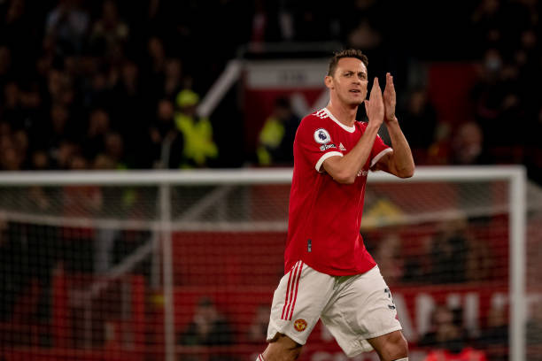 Nemanja Matic of Manchester United applauds the fans during the Premier League match between Manchester United and Brentford at Old Trafford on May...