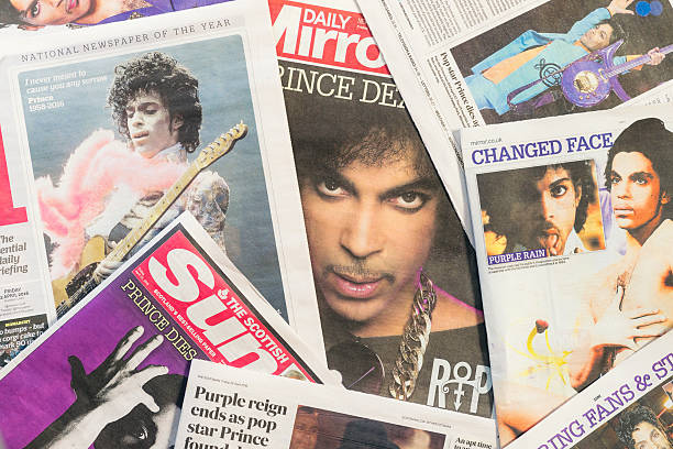 newspaper tributes to prince following his passing - prince stock pictures, royalty-free photos & images