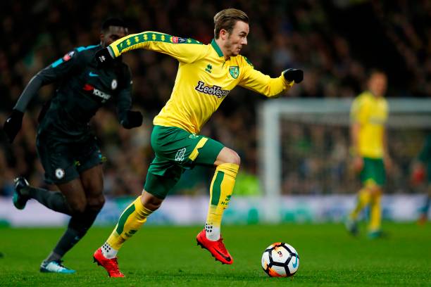 Norwich City's English midfielder James Maddison runs with the ball during the English FA Cup third round football match between Norwich City and...