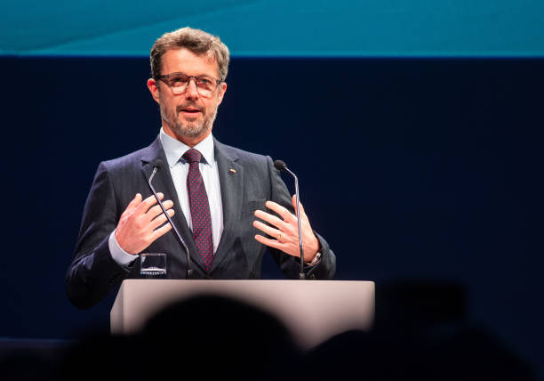 November 2021, Berlin: Crown Prince Frederik speaks during a seminar on sustainability at the Grand Opening of the Danish Trade Conference and...