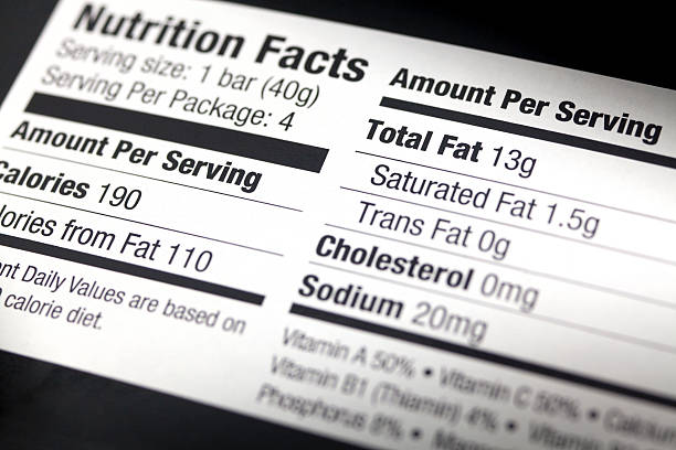 a nutritional label, close-up - ingredient label stock pictures, royalty-free photos & images