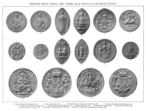 Old engraved illustration of English seals, Royal and other (from originals in the British Museum)