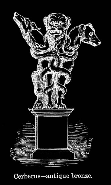 Old engraved illustration of Greek mythology, Cerberus